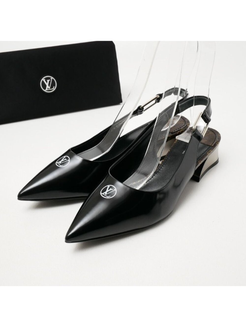 Louis Vuitton Mules 365 LV Logo Monogram Slingback Pumps Shoes Pointed Toe RB